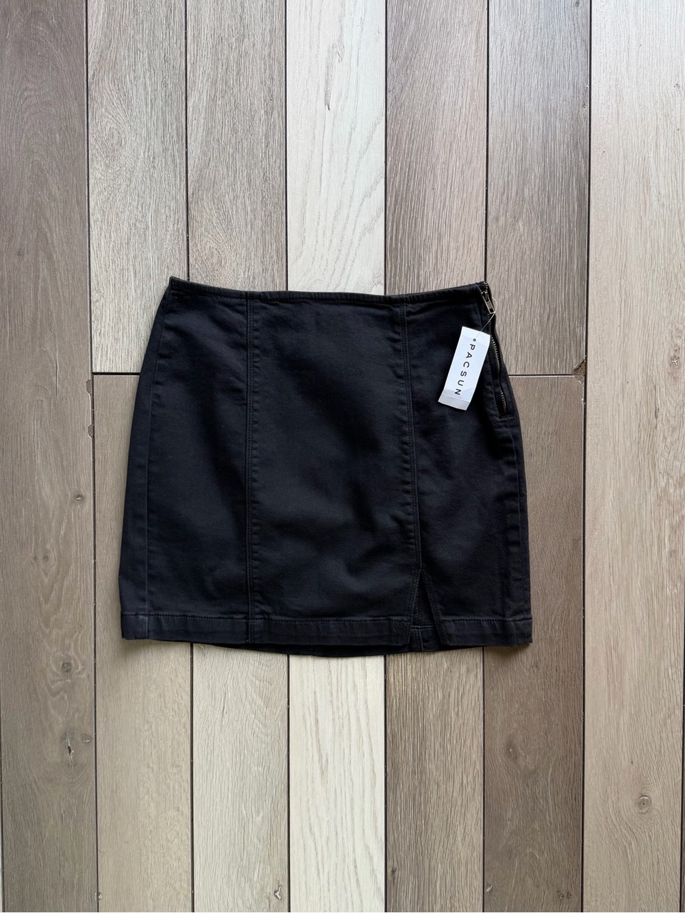 PacSun black denim mini skirt with a side zipper